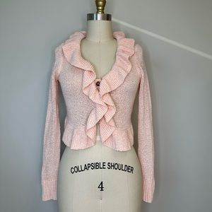 Leche Pink Ruffle Soft Romantic Sweater